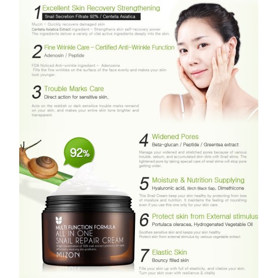 Mizon - All In One Snail Repair Cream 120ml 8809390126954 www.tsmpk.com