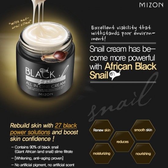 Mizon - Black Snail All In One Cream 75ml 8809663751753 www.tsmpk.com