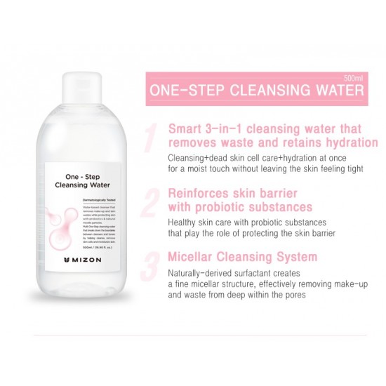 Mizon - One Step Cleansing Water 500ml 8809663751937 www.tsmpk.com
