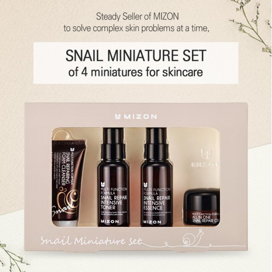 Mizon - Snail Miniature Set (Foam Cleanser 30ml+Toner 50ml+Essence 50ml+Cream 15ml) 8809743540321 www.tsmpk.com