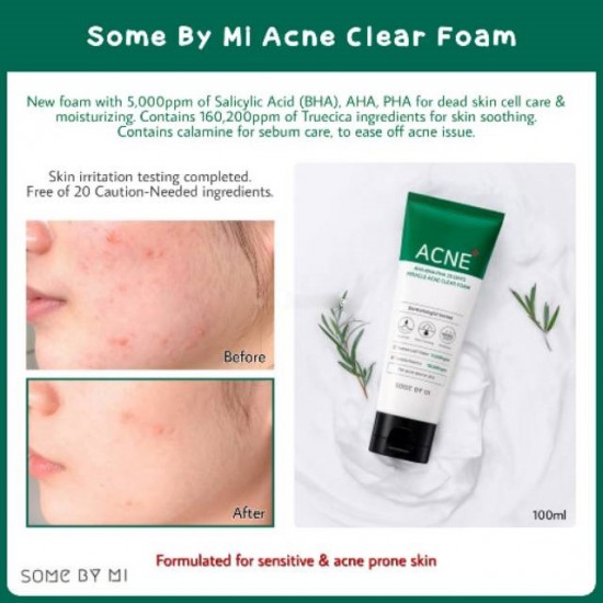 Some By Mi - AHA BHA PHA 30 Days Miracle Acne Clear Foam 100ml 8809647390091 www.tsmpk.com