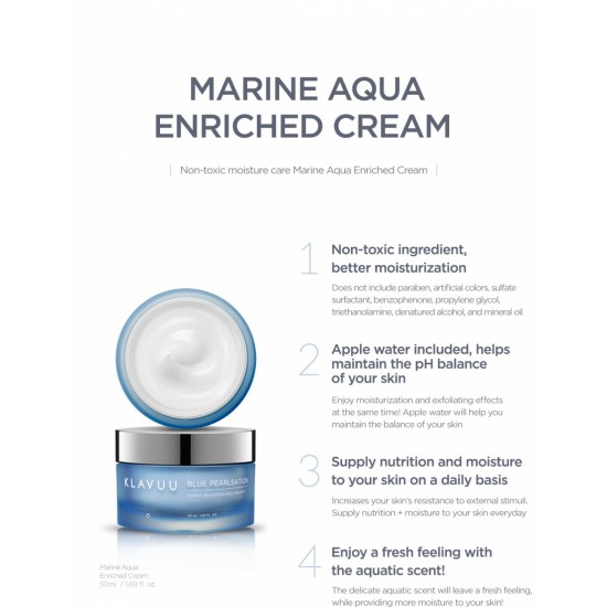 Klavuu - Blue Pearlsation Marine Aqua Enriched Cream 50ml 8809482360907 www.tsmpk.com