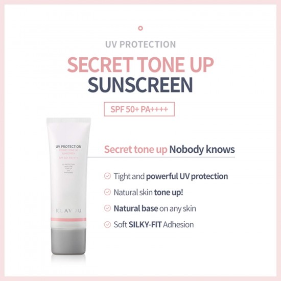 Klavuu - UV Protection Secret Tone Up Sunscreen SPF 50+ PA++++ 50ml 8809482365247 www.tsmpk.com
