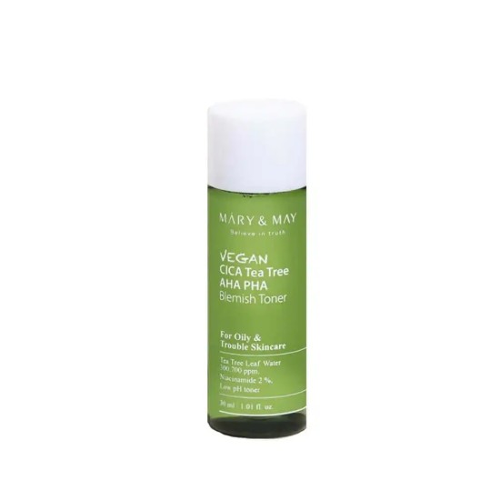 Mary&May - Vegan Cica Teatree AHA PHA Blemish Toner 30ml 8809670682149 www.tsmpk.com