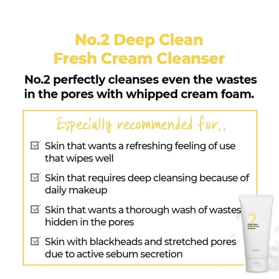 Numbuzin - No. 2 Deep Clean Fresh Cream Cleanser 120ml