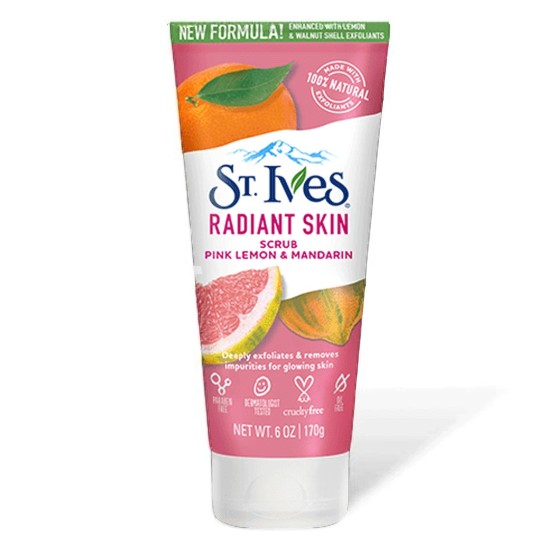 St Ives - Radiant Skin Pink Lemon and Mandarin Orange Face Scrub 170g 077043357644 www.tsmpk.com