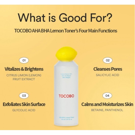 Tocobo - AHA BHA Lemon Toner 150ml 8809835060003 www.tsmpk.com