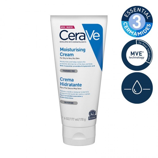 CeraVe - Moisturising Cream for Dry to Very Dry Skin 177ml 3337875598996 www.tsmpk.com